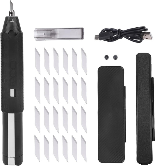 YWBL-WH Draadloze Ultrasone Snijder met 3 Modi, Power Rotatie Snijtips voor 3D-bedrukt Model PVC Lederen Hout, LED-licht, 24 Vervangbare Tips