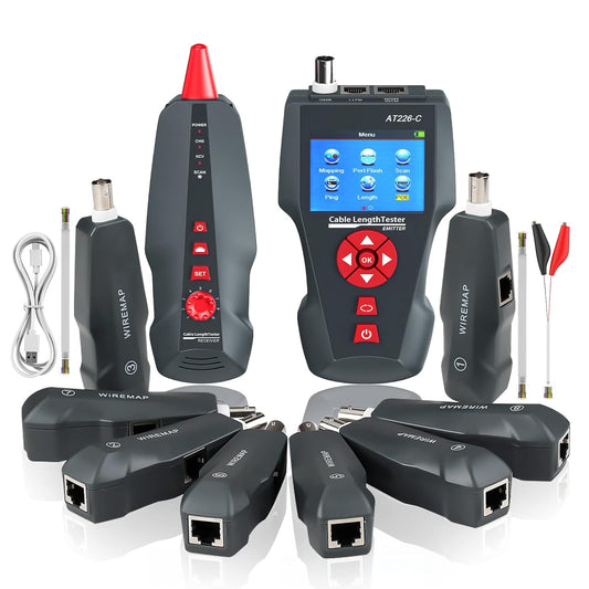 Netwerkkabeltester AT226-C met lcd-display, kabeltester Rj45, RJ11, BNC, PING/POE elektrische kabelplotter 8 telefoonlijn-ID NF-8601W