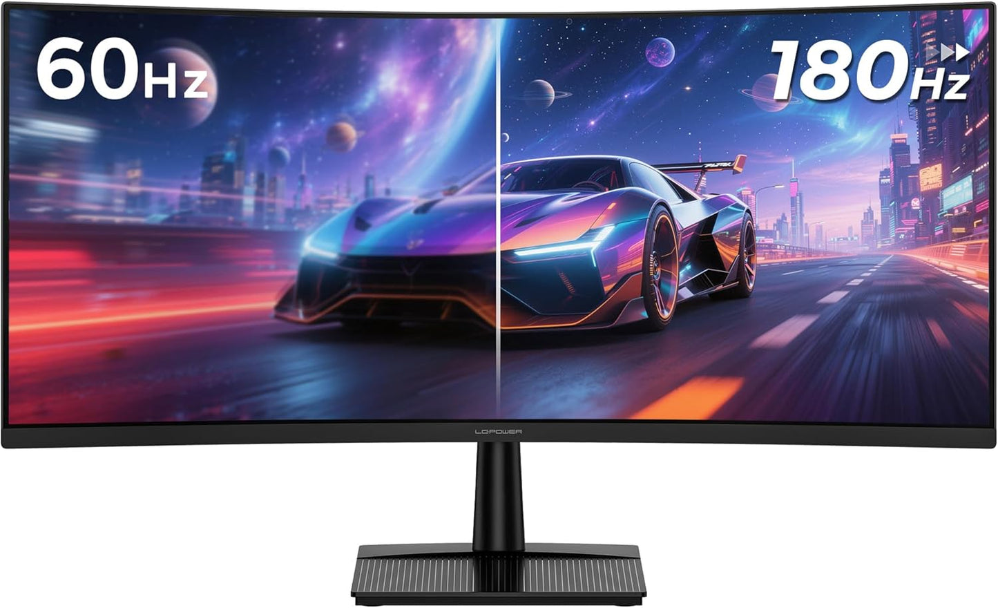 LC-POWER LC-M34QC 34 inch (86,36 cm) gebogen gaming monitor - Ultra WQHD 3440 x 1440, 180 Hz, 1ms MPRT, 1500R, VA, HDR10, Adaptive Sync, HDMI/DP, zwart