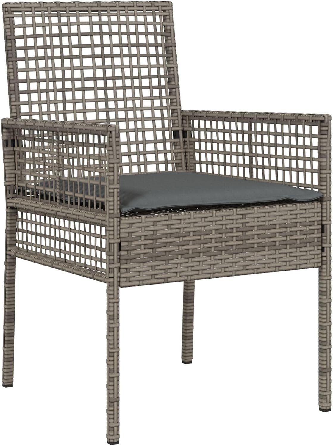 Set of 2 Garden Chairs Made of Synthetic Rattan, Grey with Cushions, Ideal for Patio and Balcony, Modern and Weatherproof Design, Robust and Comfortable Construction - QUORE