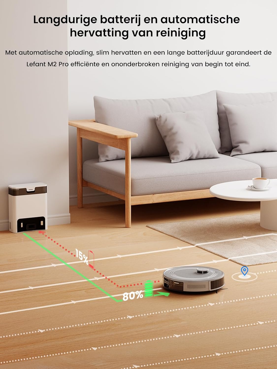 Robotstofzuiger – Robotstofzuiger met dweilfunctie – Automatische stofzuiger – Slimme vloerreiniger – Stofzuigrobot – 6000 Pa Zuigkracht – Automatisch Afvoerstation 90 Dagen