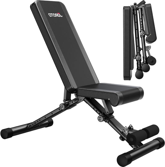 Verstelbare Halterbank – Verstelbare Trainingsbank – Krachtbank – Fitnessbank – Zwart – 328 kg Draagvermogen – Inklapbaar & Ruimtebesparend - QUORE