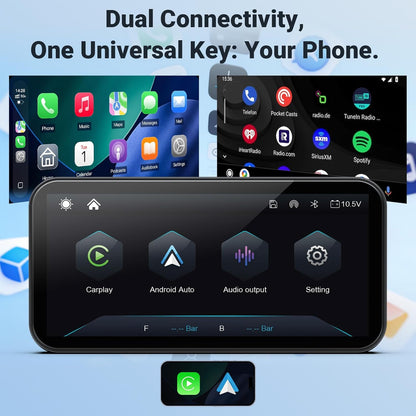 622 Draadloos CarPlay scherm voor motorfiets, 6 inch Motobike waterdicht touchscreen met lichtdetectie, ondersteunt draadloze CarPlay en Android Auto, Bluetooth Trans, GPS-navigatie