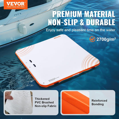 VEVOR Opblaasbaar zwemdok, 2,13 x 2,13 m, opblaasbaar dockplatform, antislip water-zwemdockmat met draagbare draagtas en afneembare ladder, zwemplatform-eilandvlot voor zwembad