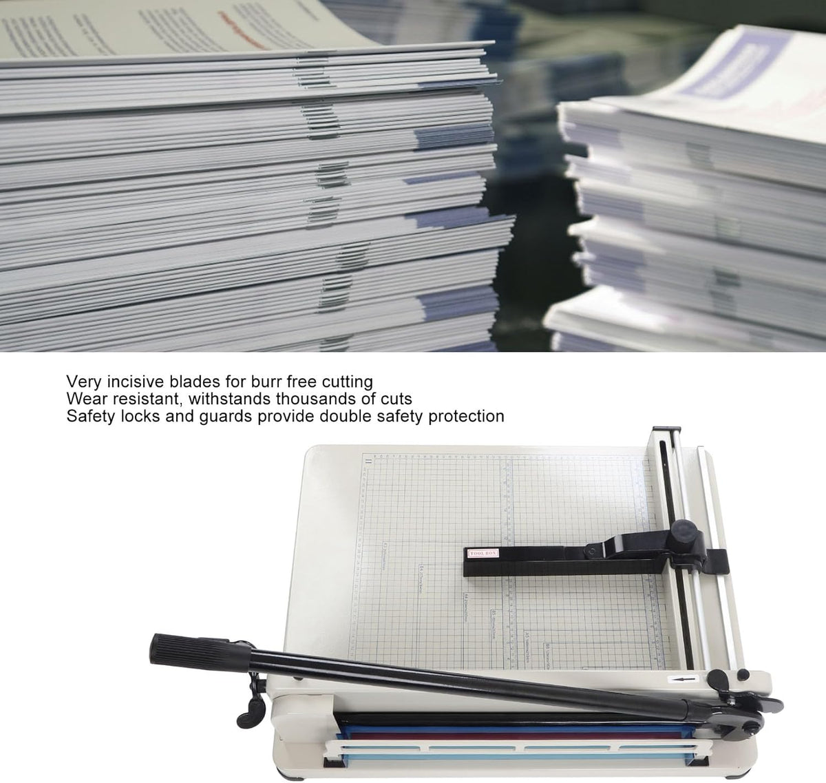 A3 Papiersnijder – Stapelsnijder – Hendelsnijder – Precisiesnijmachine – Handmatige Desktop Papiersnijder – 440 Mm Snijbreedte – Tot 400 Vellen