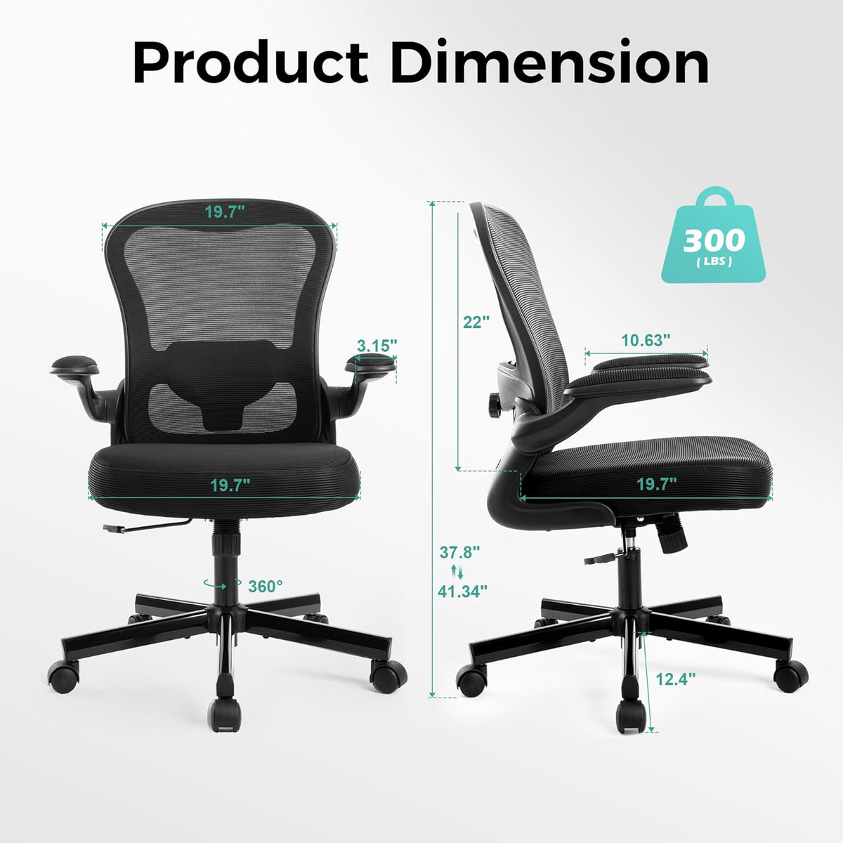 ALPHA HOME Office Chair, Ergonomic Height Adjustable, Manager Chair, Ergonomic Computer Chair with Adjustable Lumbar Support, Armrest, Tilt Function, Up to 160 kg Load Capacity