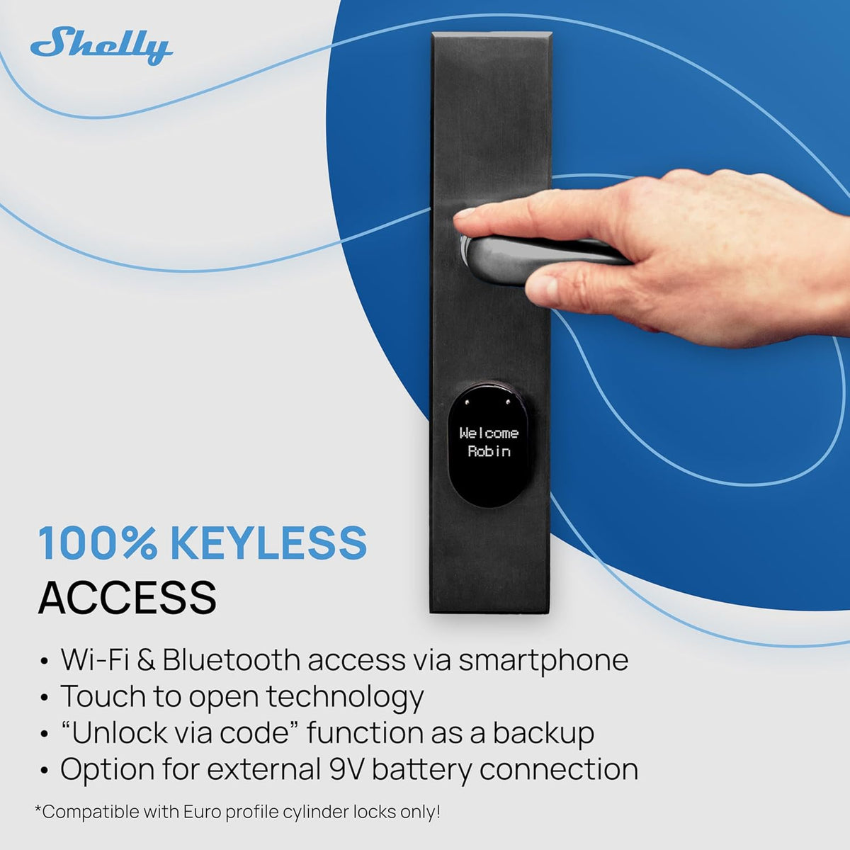 LOQED Touch Smart Lock Deurslot, zwart, elektronisch deurslot, voordeur, 256 bit encryptie, Smart Home huisdeurslot + smartphone-app, slim deurslot, elektrisch