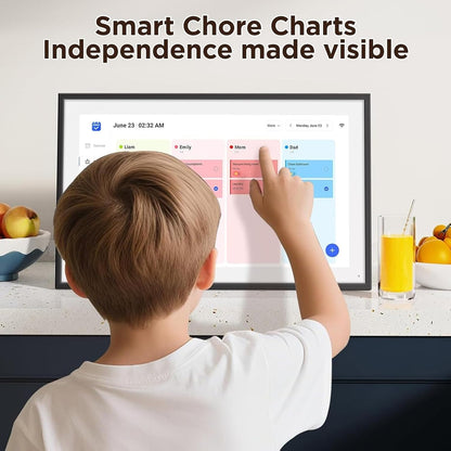 Focket 10,1 inch digitale wandplanner met kalender en takenlijst, interactief display met smart touchscreen, elektronische kalender voor gezinsagenda's, digitale fotolijst