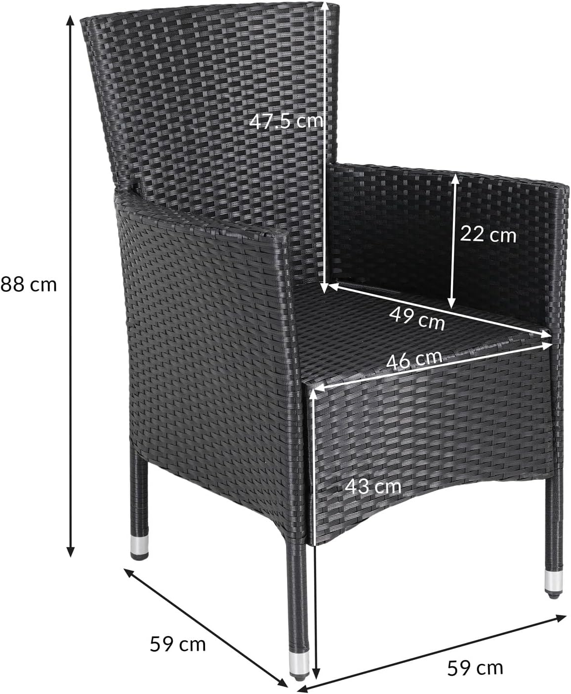 CASARIA Garden Chairs Set Stackable Poly Rattan Weatherproof Stacking Chair Outdoor Adjustable 160kg Load Capacity Garden Patio Balcony Armchair Chair, Mixing: - QUORE