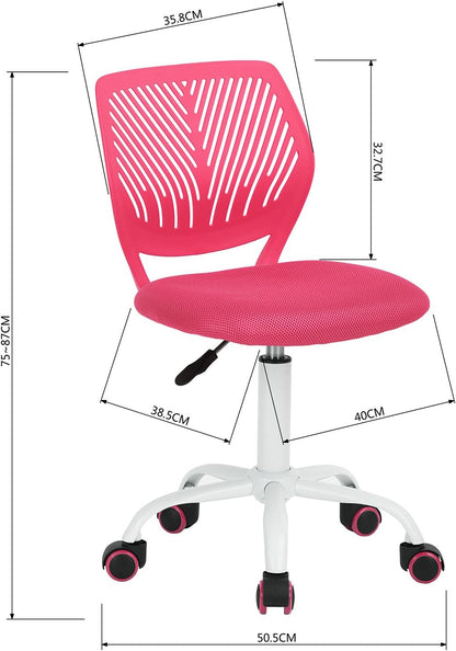 FurnitureR 2 stuks Home Office Chair, Ergonomische Verstelbare Hoogte Swivel Rolling. Kleurrijke computerstoel voor thuiskantoor, roze, metaal, roze, 38,5 cm x 40 cm x 75-87 cm