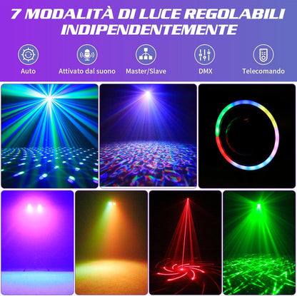 7-in-1 disco partylicht, DJ-licht, partylicht met telescoopstatief en draagtas, DJ stroboscooplicht met afstandsbediening voor Kerstmis, thuisfeest, discoparty, Halloween