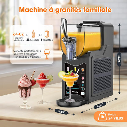 Richday Slushie-machine, diepvriesdrankmaker met 6 programma's, 1,9 l capaciteit, zelfreiniging, voor slushies, milkshakes, frappés, margarita's en koude dranken