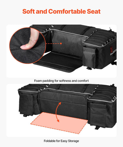 VEVOR ATV opbergtas achter, 60 liter ATV bagagetas met rugleuning en waterdichte hoes, geschikt voor de meeste ATV's met achterrekken, compatibel met ATV's, UTV, Can-Am voertuig