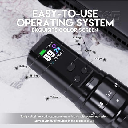 Mast Tattoo Fold2 Pro Wireless Tattoo Gun Rotary Pen Machine, Powerful Motor by Mcore, Smart Display, 7 Strokes Length for Pro Artists (set)
