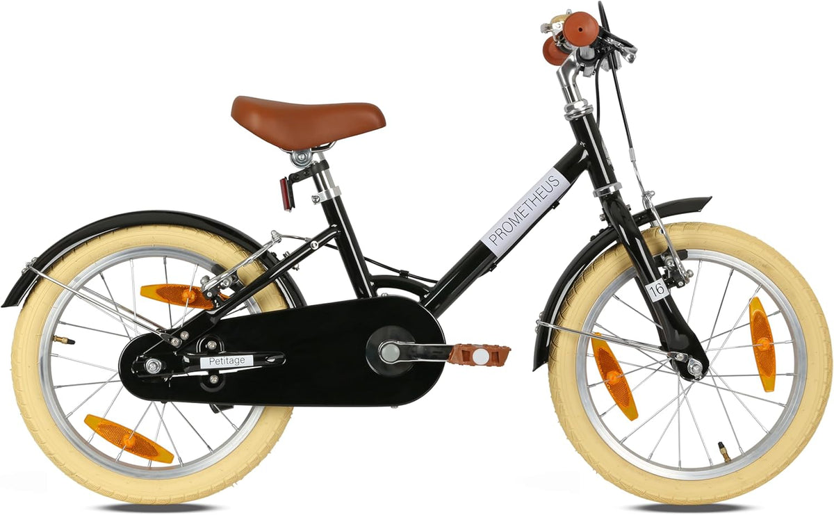 PROMETHEUS BICYCLES 16 inch retro kinderfiets vanaf 5 jaar voor jongens en meisjes zwart