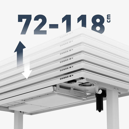 MARK ADLER Leader 8.5 | Electric Desk Height Adjustable | Matte Glass Plate | USB-C & Wireless Charging Function | Memory Function | Drawer | 120 x 60 cm | White - QUORE