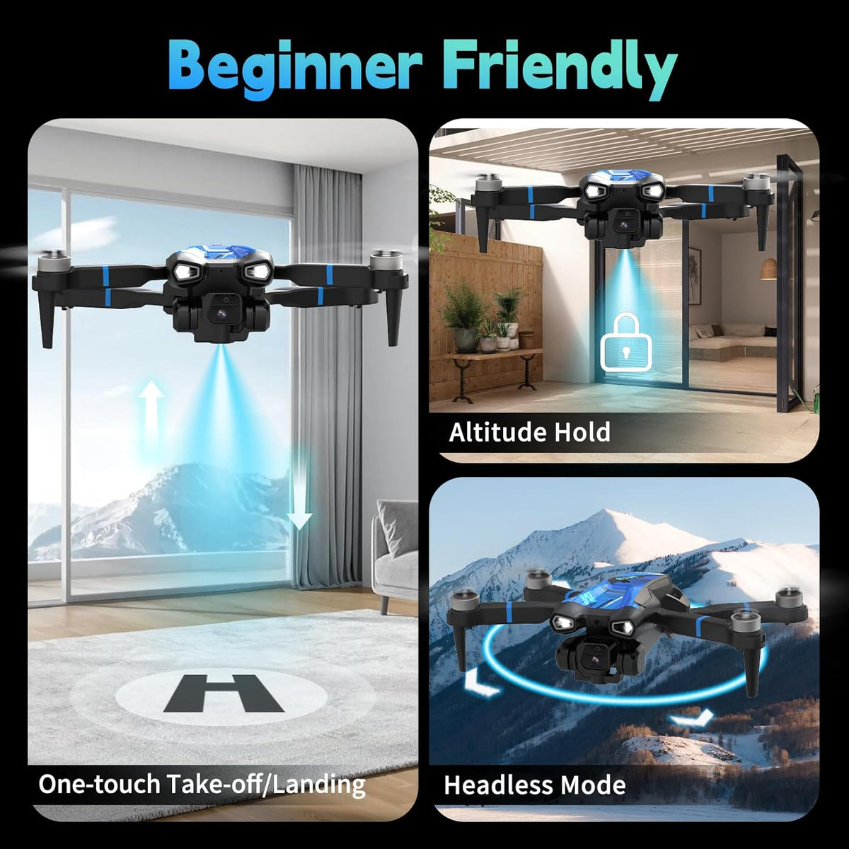 M18LCD RC Quadcopter met 1080P Camera 45° Verstelbare Lens Borstelloze Motor Eenknops Start/Landing FPV Opvouwbaar voor Volwassenen