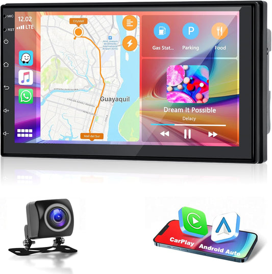 2+64G Motorsi Auto Radio 2 din Android met GPS -Navigatie, Bluetooth Dubbele din Radio Auto met Scherm, Stereo Auto Support Mirrorlink/FM/WIFI/USB/SWC + Achteruitrijcamera + Microfoon
