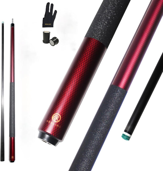 KHEALING Carbon Fiber Pool Keu, 12,5 mm kop, goede taaiheid, professionele pool keu, 147 cm keu, geschikt voor biljartkamer en thuisentertainment
