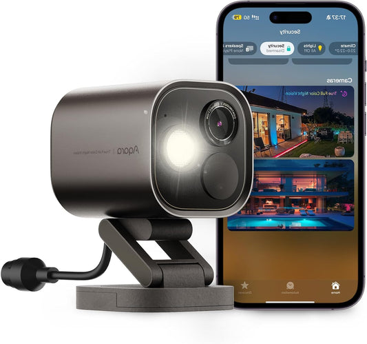Aqara 4MP CameraHub G5 Pro PoE, Real Color Night Vision Security Camera Outdoor, HomeKit Security Video, Thread-Border Router, Local Detection, Thread/Zigbee, Supports Alexa, Google, Smartthings (Grey) - QUORE