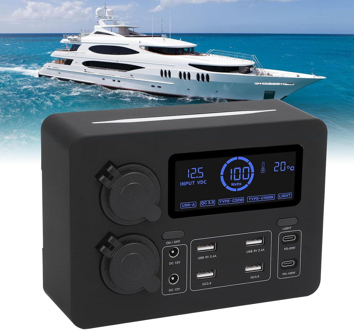 12V Power Box voor Boten Caravans en Auto’s met LCD Display USB C QC3 0 en 4 Anderson Uitgangen Multifunctionele Stroomverdeler voor Onderweg