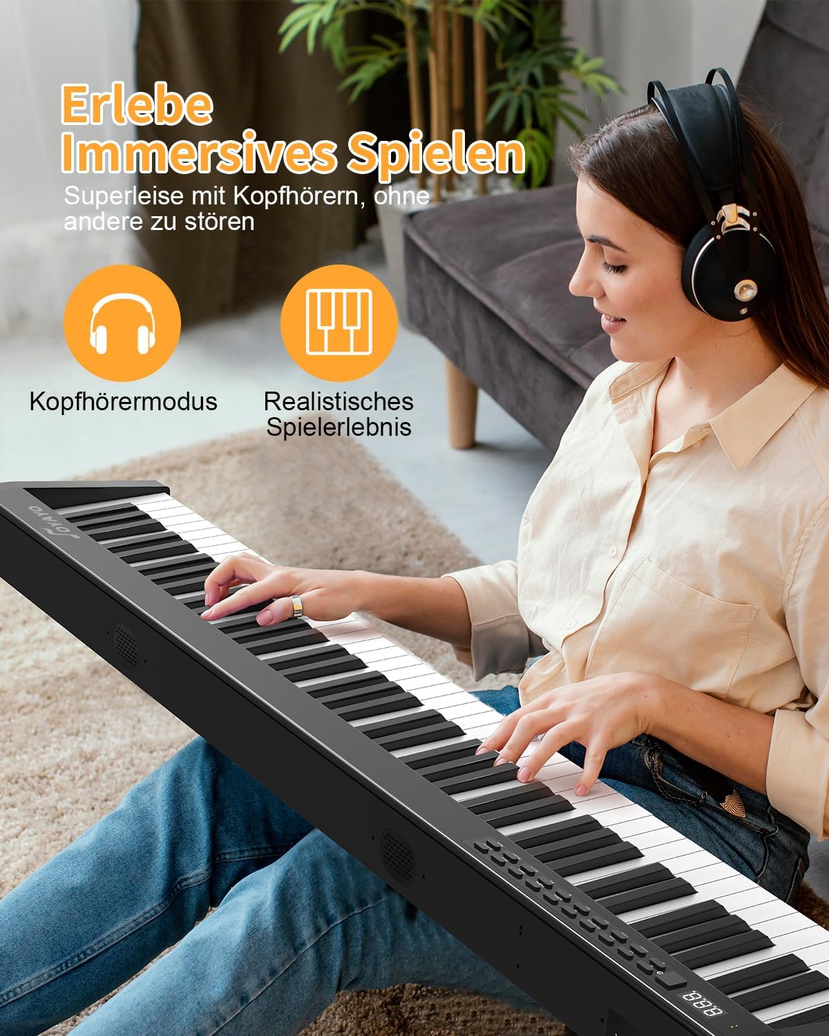 Digitale piano – Elektrische piano – Elektronisch toetsenbord – E-piano – Pianotoetsenbord – 88 halfgewogen toetsen – MIDI en Bluetooth