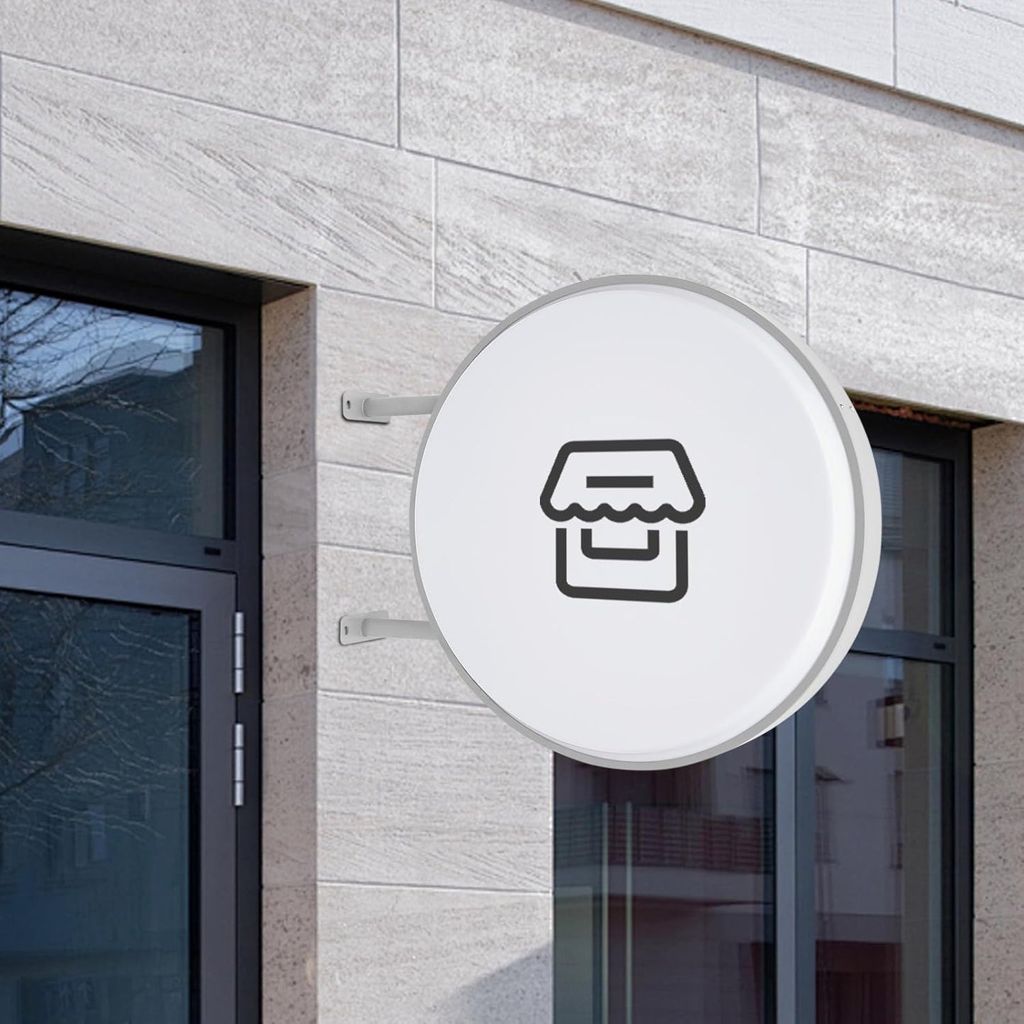 Double Sided Round LED Light Box, 60 cm, IP65 Waterproof Aluminium Frame, Light Sign with Acrylic Sheet, Double-Sided Advertising Sign, Round Light Box for Shops, Restaurants, Snack Bars, 220V - QUORE