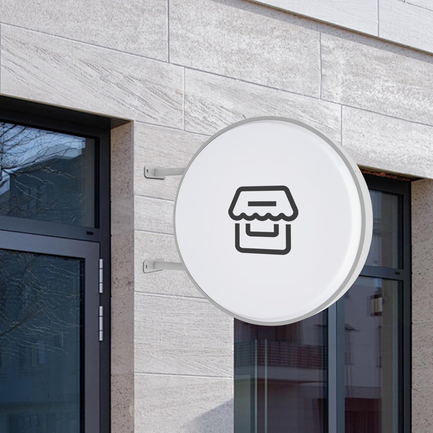 Double Sided Round LED Light Box, 60 cm, IP65 Waterproof Aluminium Frame, Light Sign with Acrylic Sheet, Double-Sided Advertising Sign, Round Light Box for Shops, Restaurants, Snack Bars, 220V - QUORE