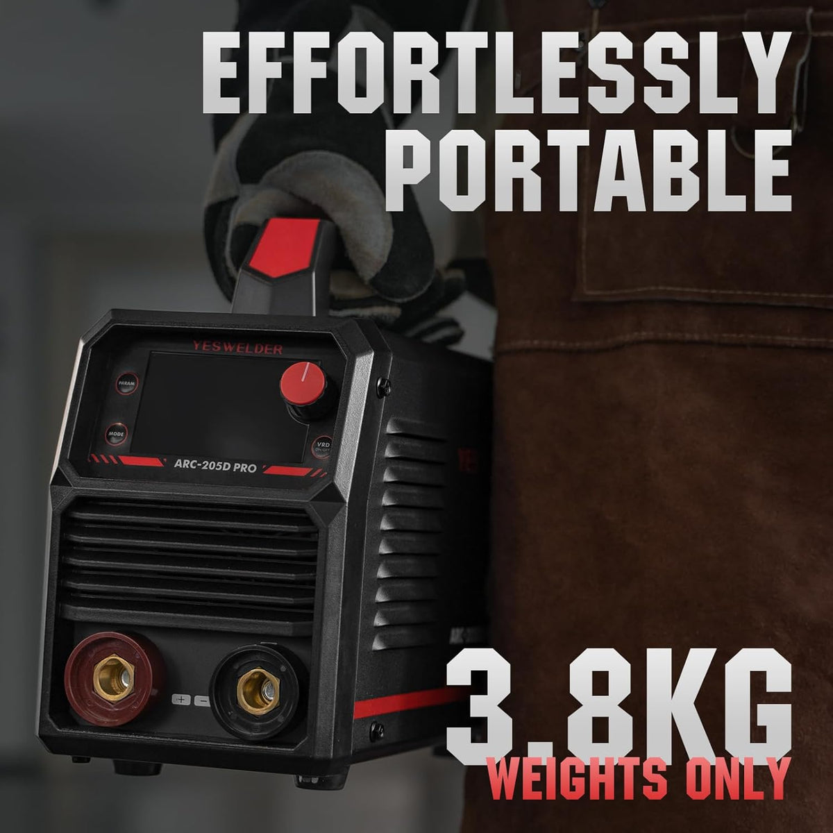 YESWELDER 205Amp ARC Lasser 230V MMA/Lift TIG draagbare Stick Lasser, Grote LED Display Digitale Inverter IGBT Lasmachine met Hot Start Arc kracht, Anti-Stick
