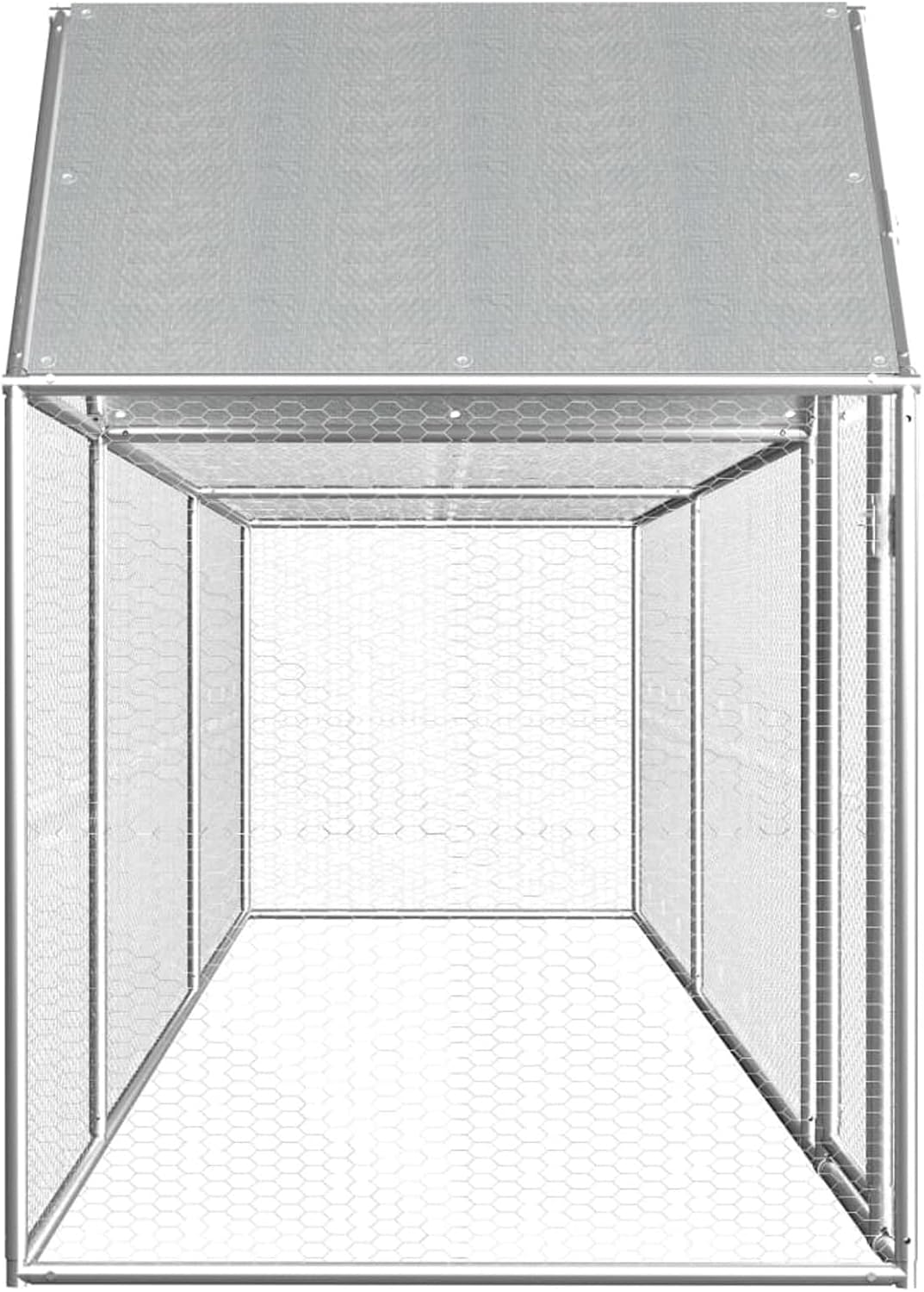 XXL chicken coop with spout, galvanised steel, 5 x 1 x 1.5 m, silver, waterproof, lockable, durable, stable - for chickens, chickens, ducks, geese etc.