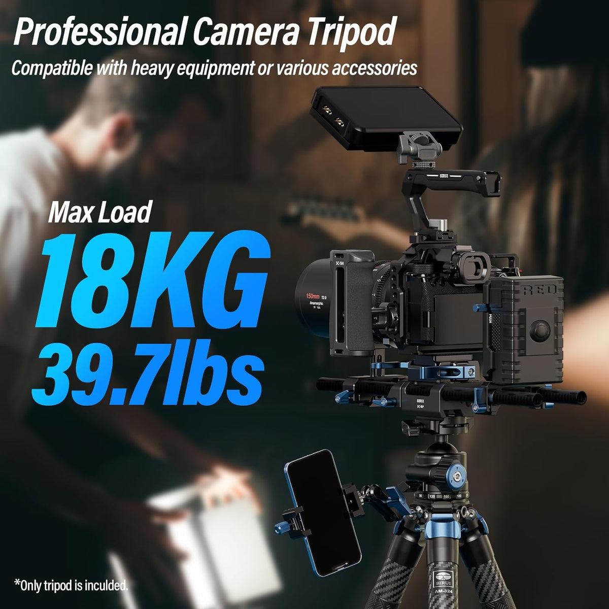 Reisstatief – Camerastatief – Fotostatief – Videostatief – Statief – Zwart – Koolstofvezel – 145 Cm Tot 18 Kg Draagvermogen