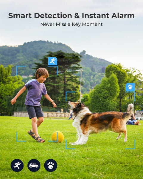 Beveiligingscamera - Zonne-energiecamera - Camerabewaking - Draadloos - voor Buiten - 8MP - Detectie van Mens - Voertuig - Huisdier - PIR-Bewegingssensor - Kleuren Nachtzicht - Wit