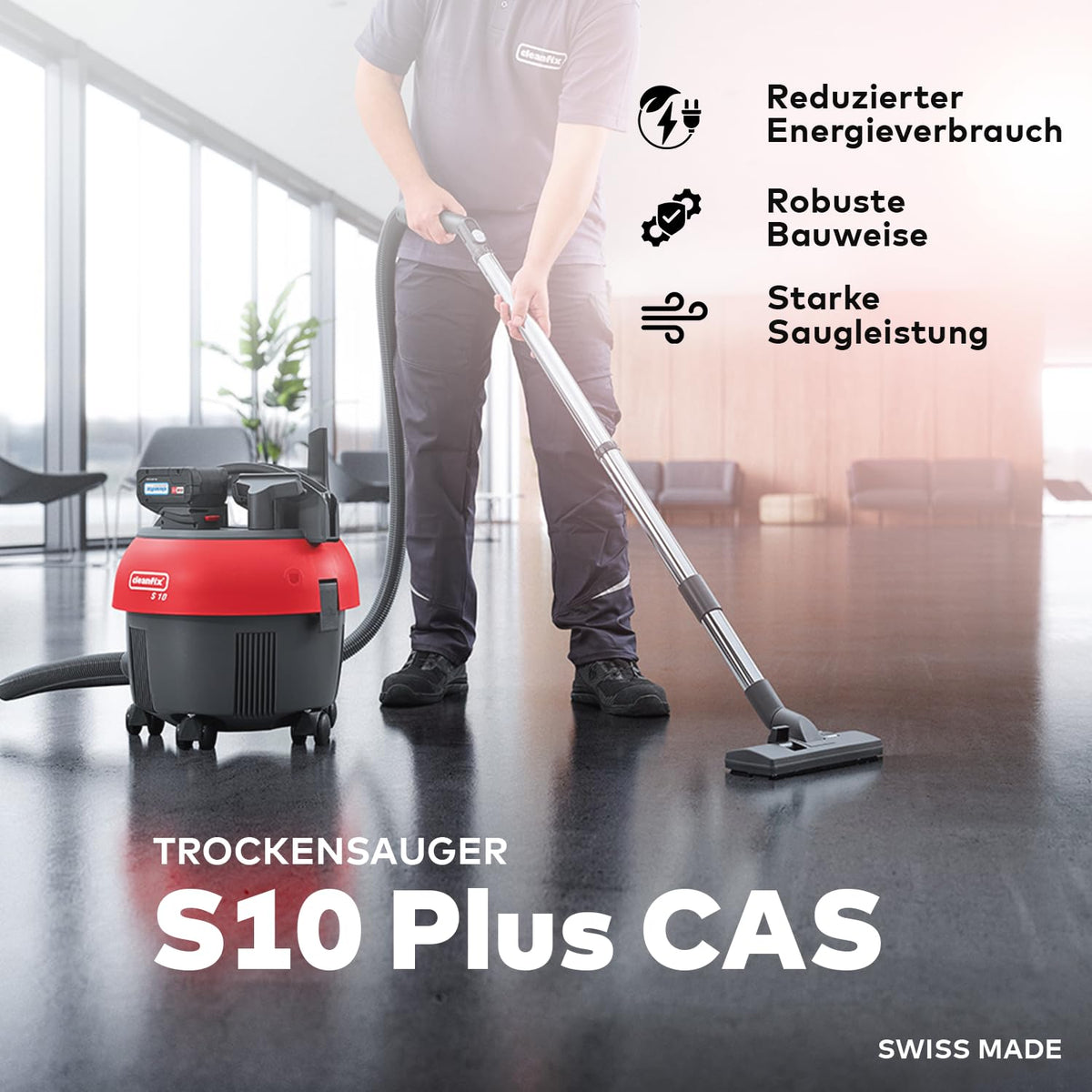 Metabo CAS S10 Plus Accustofzuiger, draadloos en krachtig, industriële stofzuiger en commerciële stofzuiger voor gebruik en huishouden, Made in Switzerland
