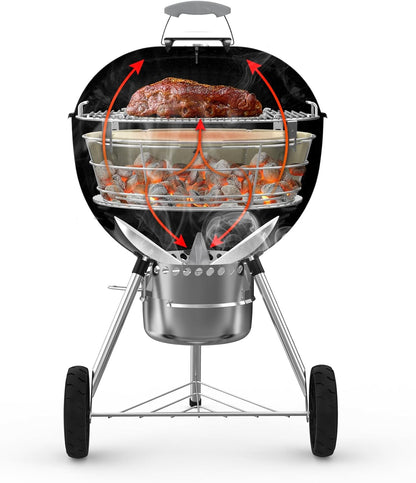 Onlyfire Rookbox Kit met Roestvrijstalen Houtskoolmand, Hitteafleider en 4 Steunhaken, BBQ Smoker Box voor Weber 57 cm/22" Ketel Houtskoolgrill, Gerookt Vlees en Vis