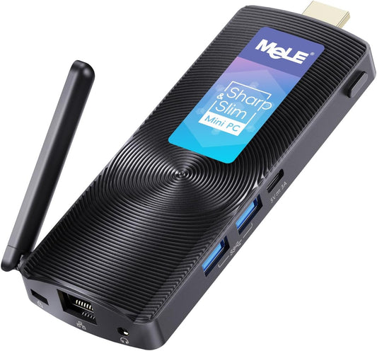 MeLE PCG02 Fanless Mini PC Stick, Celeron J4125 8GB 128GB Micro Desktop Computer Stick, Ondersteuning voor HDMI Wi-Fi5 Gigabit Ethernet, BT4.2 op Zakelijke Kantoor Industriële IoT Media Thuis