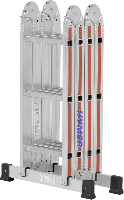 Hymer 414312 Multifunctionele ladder met werkplatform 4143 (4x3 sporten, holm 60 mm, aluminium ladder, vouwladder, ladder 3,47 m)