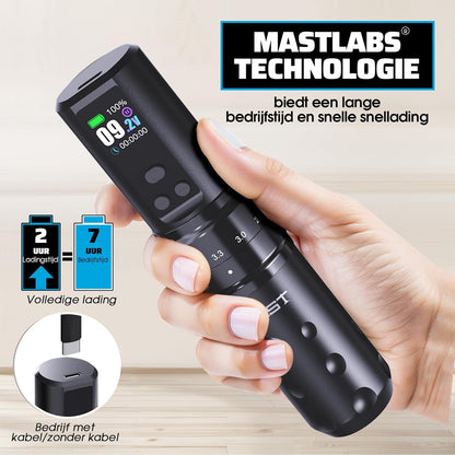 Mast Tattoo Fold2 Pro Wireless Tattoo Gun Rotary Pen Machine, Powerful Motor by Mcore, Smart Display, 7 Strokes Length for Pro Artists (TZWQP-076-1)