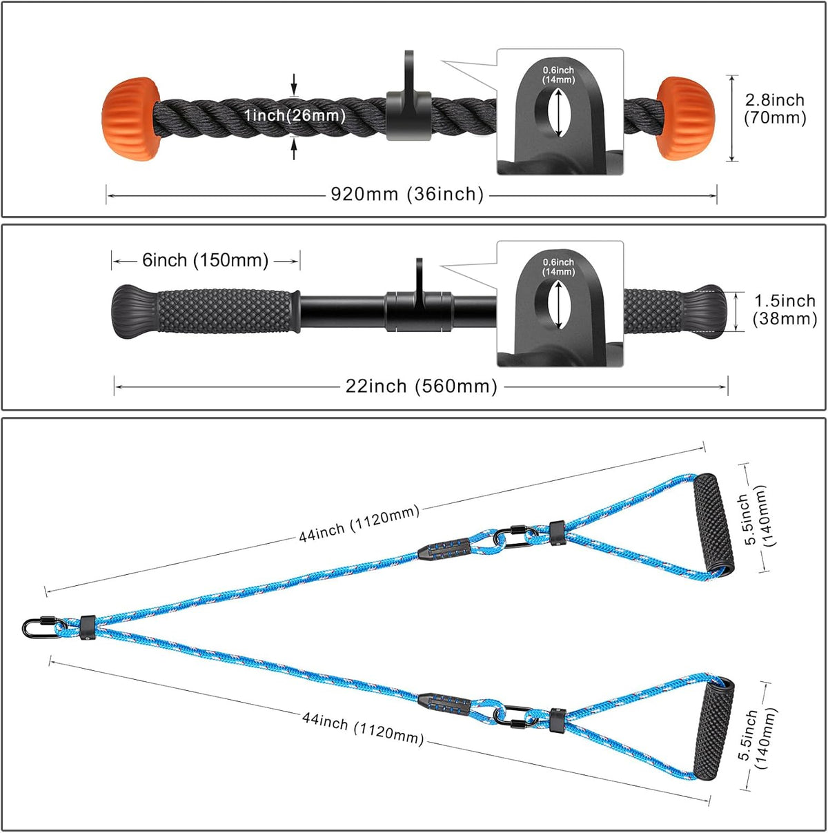 48" Wall Mounted Multifunction Cable Pulley System Gym, 48" Wall Mounted Pull Up Bar, Cable Machine LAT Pulldown Attachments, DIY Home Gym Pulley Cable Machine Attachment System, Punching Bag Hanr