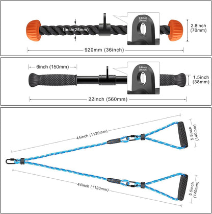 48" Wall Mounted Multifunction Cable Pulley System Gym, 48" Wall Mounted Pull Up Bar, Cable Machine LAT Pulldown Attachments, DIY Home Gym Pulley Cable Machine Attachment System, Punching Bag Hanr