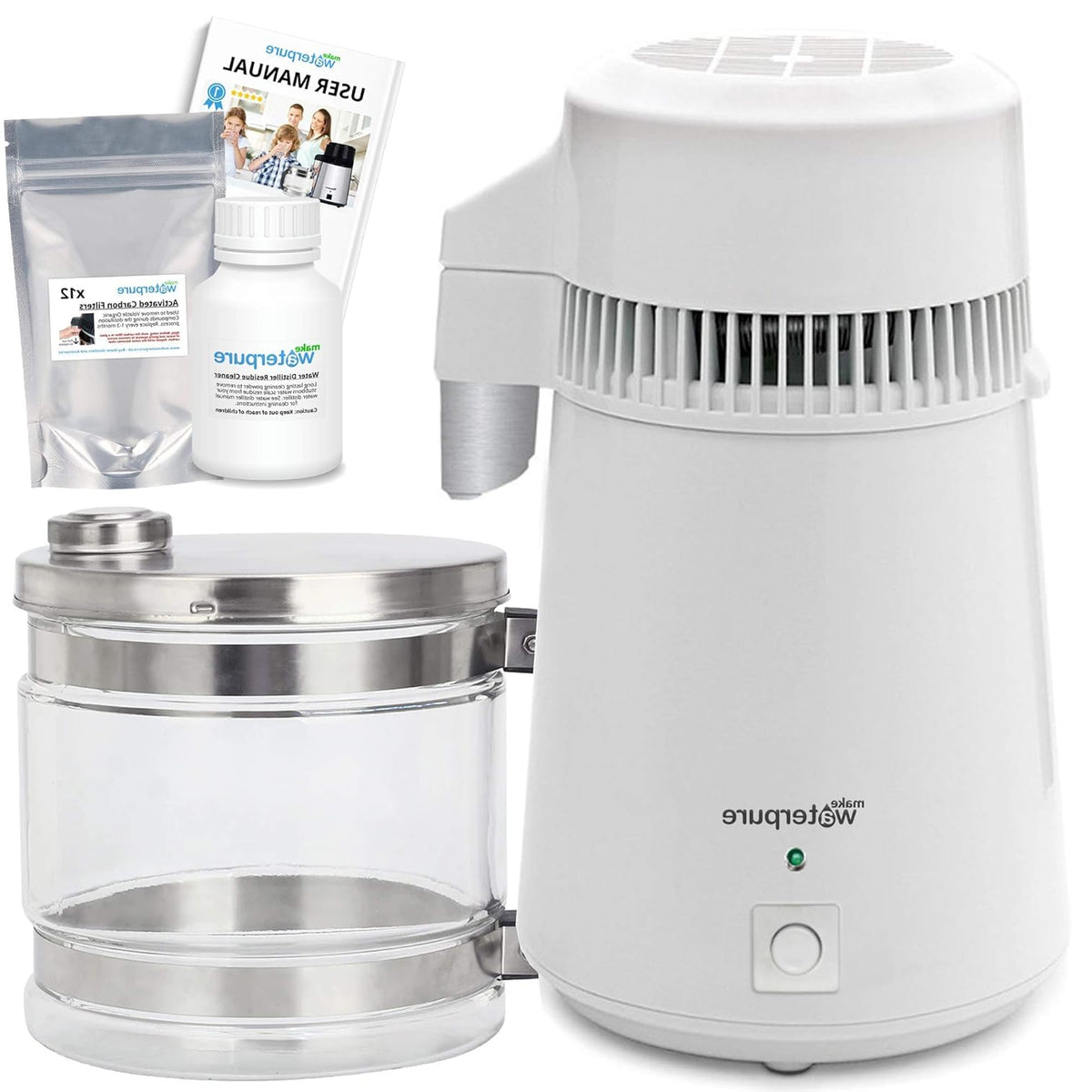 * Water distiller + 4 litre glass jug * Fastest device * + 12 filters! - QUORE