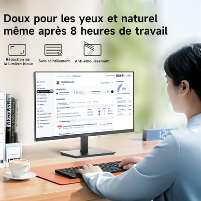 KOORUI 27 Zoll FHD(1920×1080) Monitor, IPS, 100Hz, 99% sRGB, Adaptive Sync, Blaulichtfilter, HDMI & VGA, VESA 100×100, Augenfreundlicher Bildschirm - QUORE