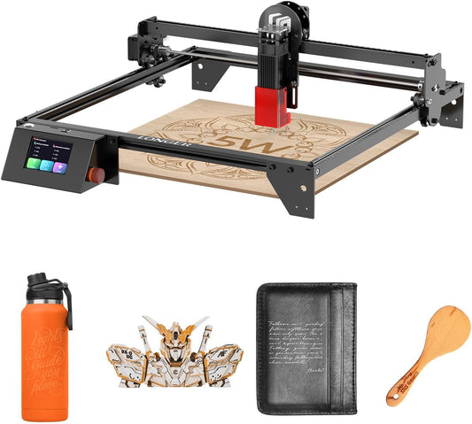 LONGER 5 W lasergraveermachine beginners, 400 × 400 mm graveerbereik, 3,5 inch kleuren-touchscreen, app-besturing offline, metaal/glas/houtgravure, ideaal voor kleine bedrijven