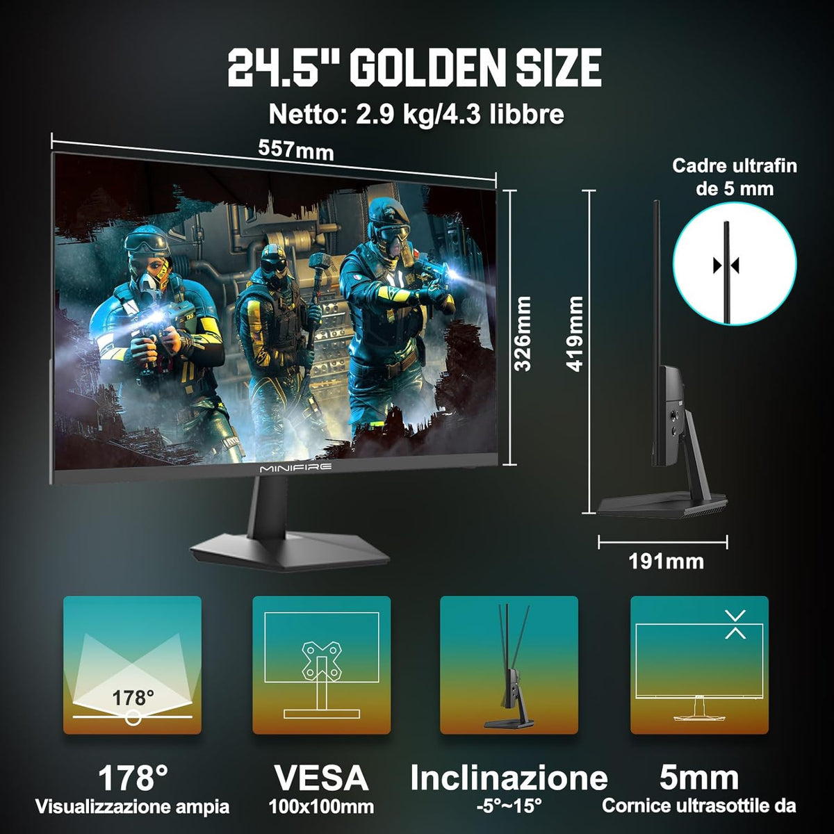 Minifire 25 inch Gaming Monitor (MFG25X1 Pro) - QUORE