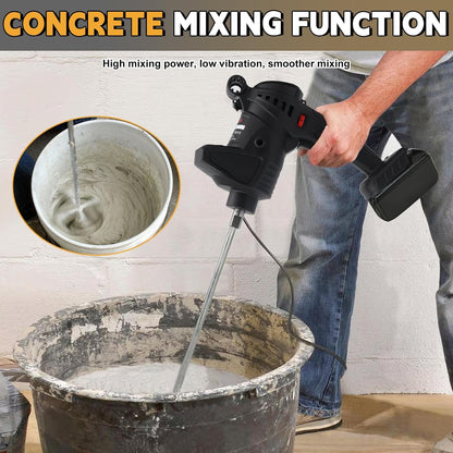 2-in-1 poets- en roermachine, 2800 tpm, poetsbewerkingsmachine met led, 6 snelheden beton mortel mixer, polijstmachine wandslijper betongladder voor Makita 18V Batteries(Zonder batterij)