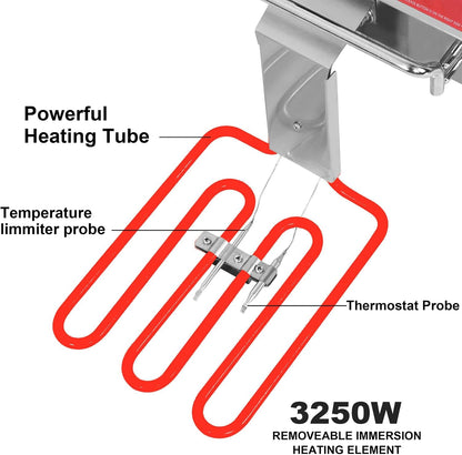 CROSSON Commerciële Roestvrijstalen Elektrische Friteuse,230V/3250W Professionele Elektrische Friteuse 8L met Temperatuurregeling 80-200°C