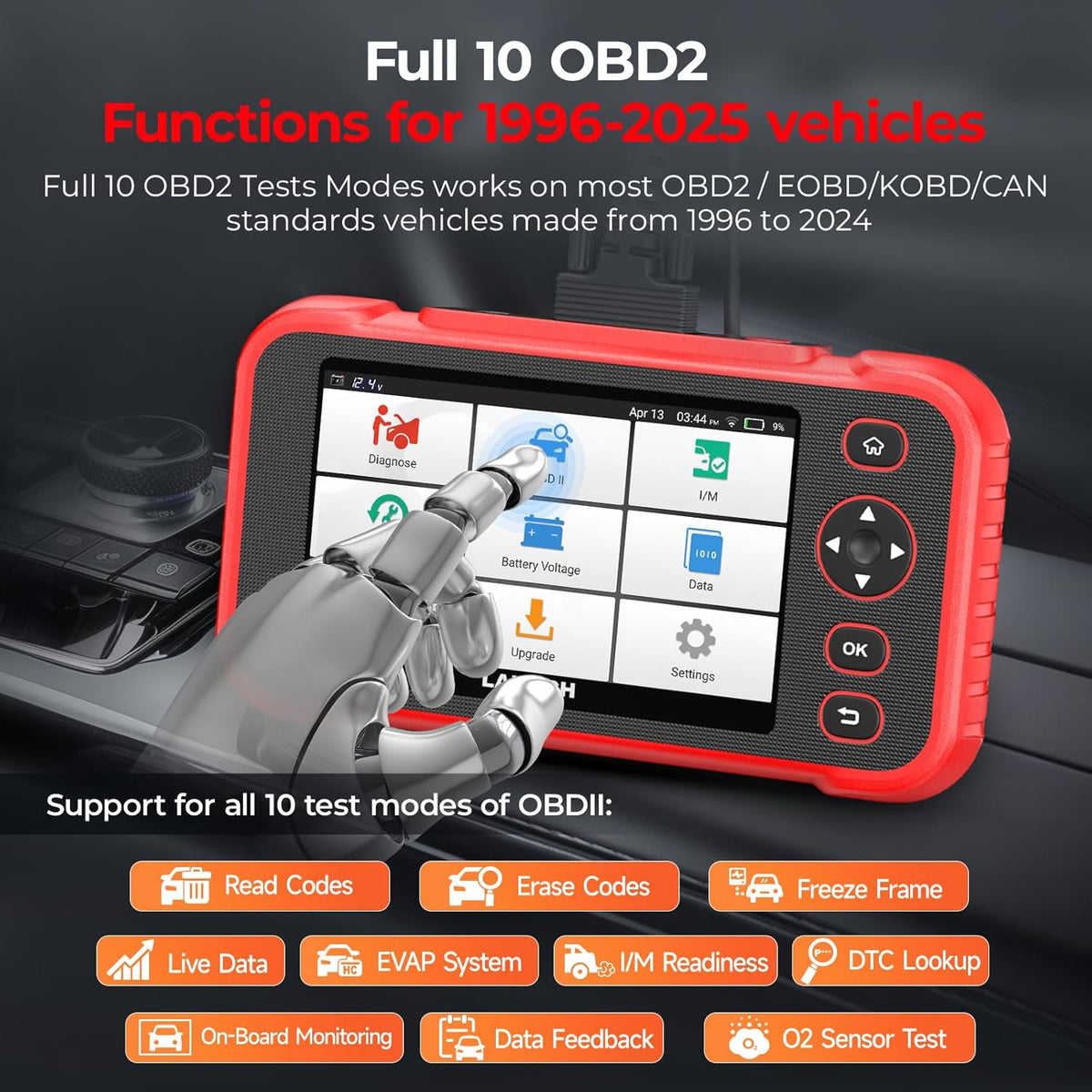 OBD2 Scanner – Autodiagnose Tool – Foutcode Lezer – Diagnosetool Auto – Scanapparaat Auto – 5 Inch Touchscreen – 7 Resetfuncties inclusief Batterijtest