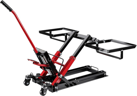 Wiltec 3-in-1 hydraulische lift voor zitmaaiers en motorfietsen, motorlift tot 300 kg, machinekrik met een hefhoogte tot 53 cm, mobiele zitmaaierkrik voor grasmaaiers, motoren, ATV's