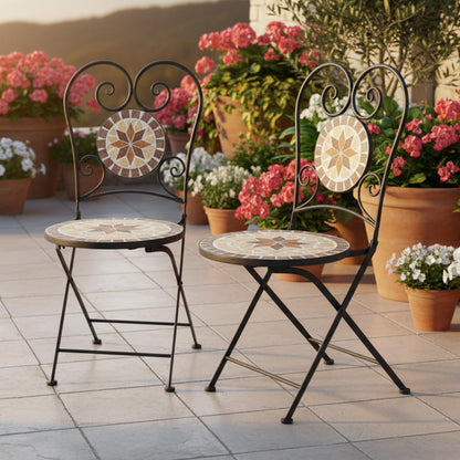 Tuinstoel Mozaïek Opvouwbare Balkon Stoel Mozaïek Bistro Stoel Metalen Tuinmeubilair Decoratieve Stoel Tuin Bistro