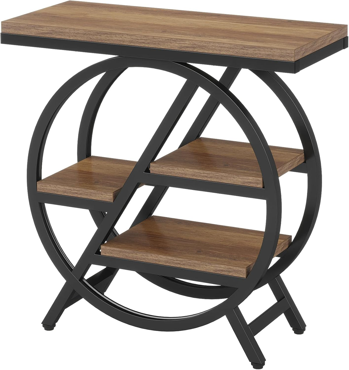 Tribesigns 3 Tier Side Table, Narrow Wood, 65 x 30 cm, Sofa Table with Storage Space, Industrial Small Side Table for Living Room, Smart Bedside Table for Bedroom (2 Pack)
