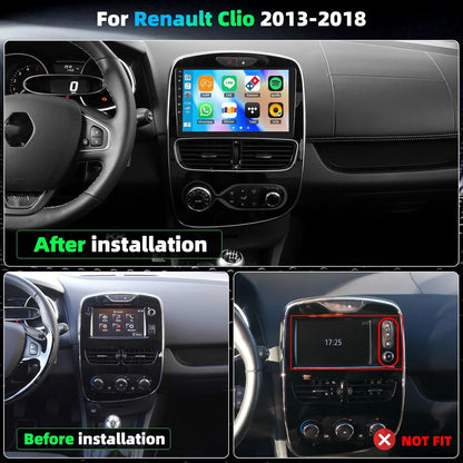 Android 15 4+64G Autoradio Bluetooth für Renault Clio 2013-2018, 10 Zoll HD Touchscreen Auto Radio mit Wireless Carplay Android Auto, WiFi GPS FM/RDS SWC Rückfahrkamera & MIC